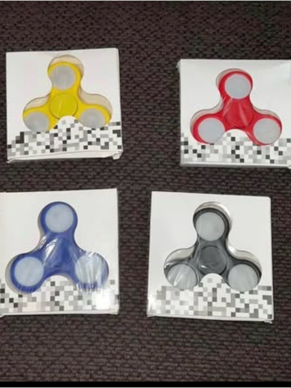 Classic Triple-Arm Fidget Spinner - Blue, Yellow, Red, Black - Picture 2 of 2